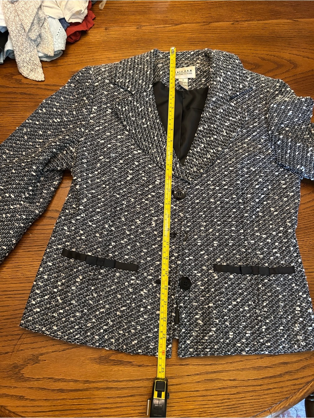 Uniform John Paul Richard Black and White Bouclé Blazer